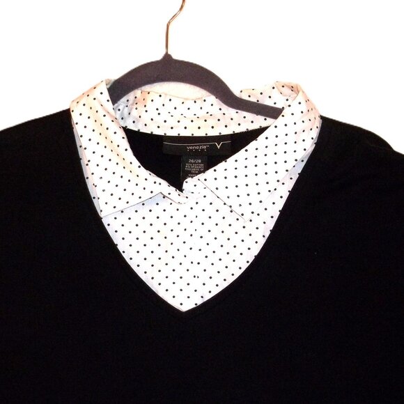 UEC Women's 26/28 Venezia Black & White Shirt Collared Shirt - Picture 2 of 5